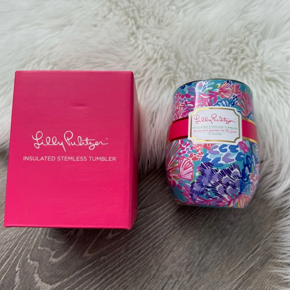 🌸 LILLY PULITZER  Insulated Stemless Tumbler “Splendor In The Sand”